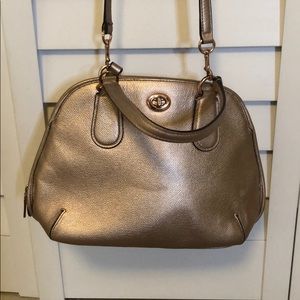 Coach rose gold leather crossbody bag